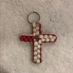 White and Red Cross Keychain